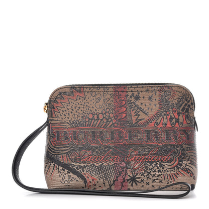 Burberry Coated Canvas Check Large Doodle Pouch 1 of 11