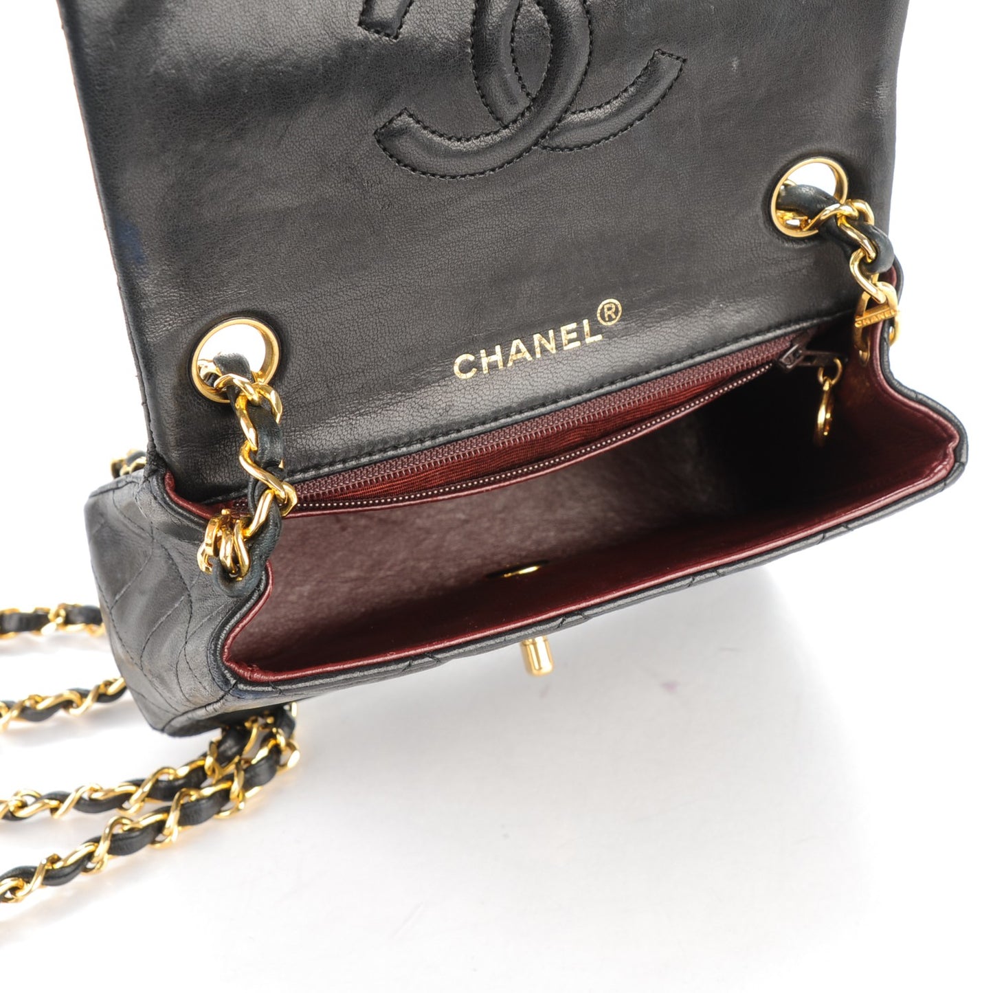 Lambskin Quilted Mini Square Flap Black