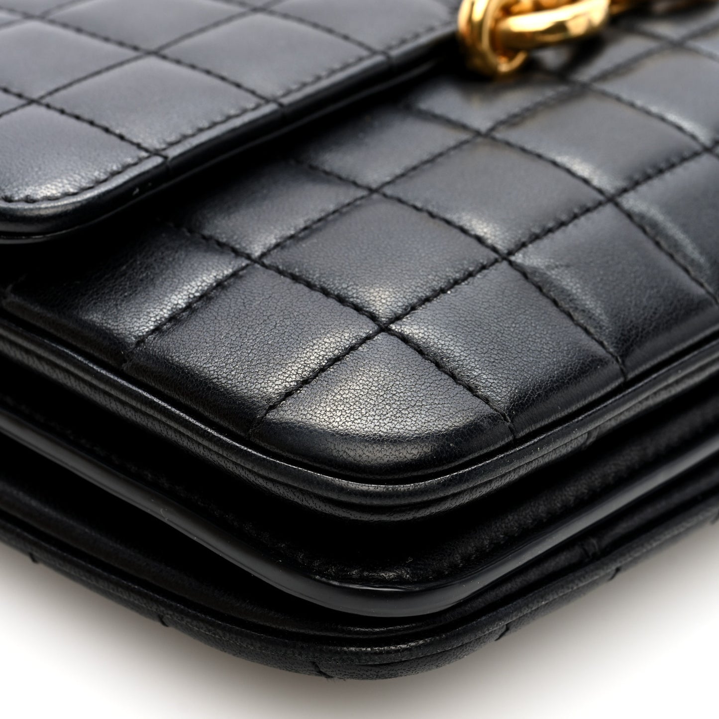 Lambskin Carre Quilted Le Maillon Satchel Black