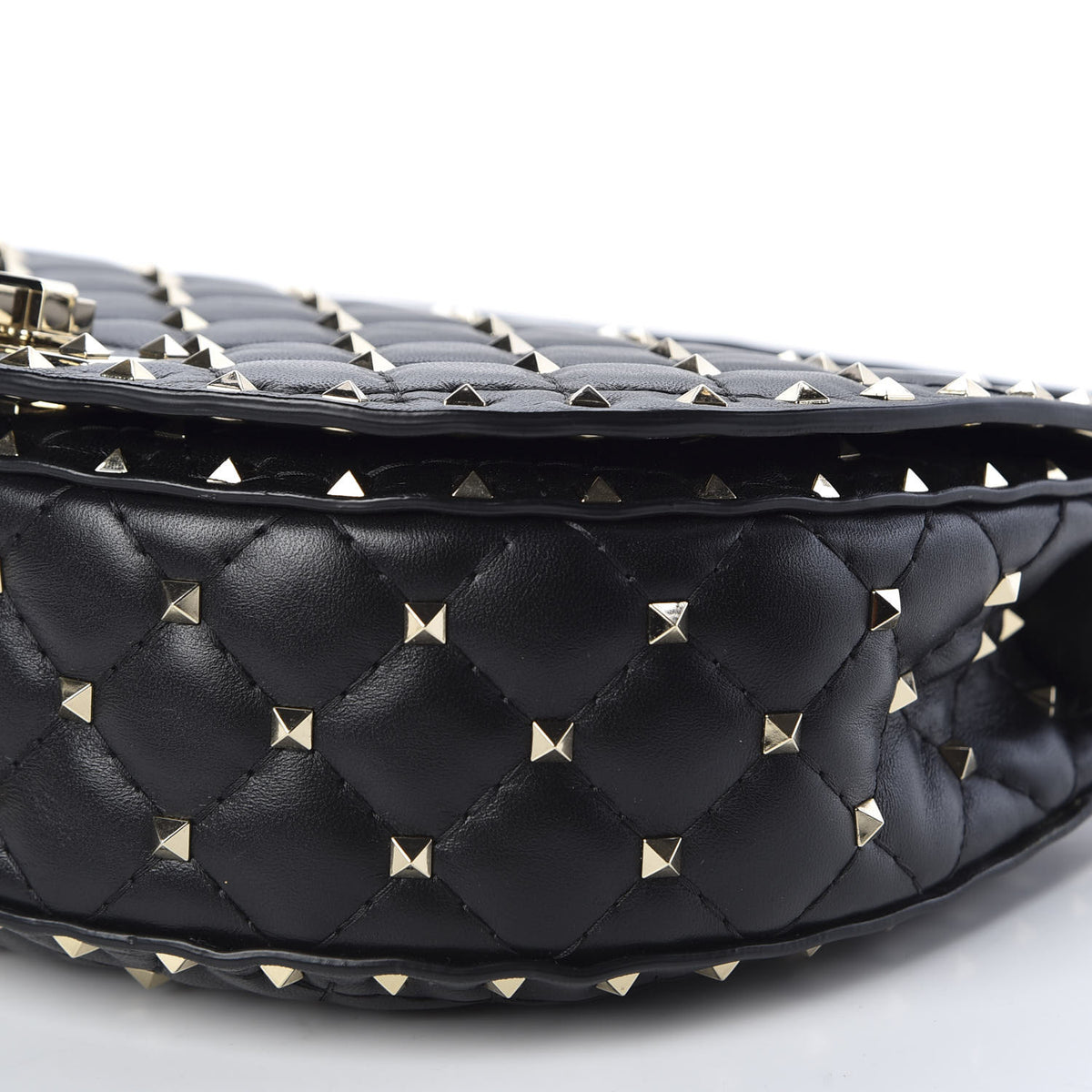 Valentino Garavani Nappa Medium Rockstud Spike Halfmoon Saddle Bag Black 5 of 10
