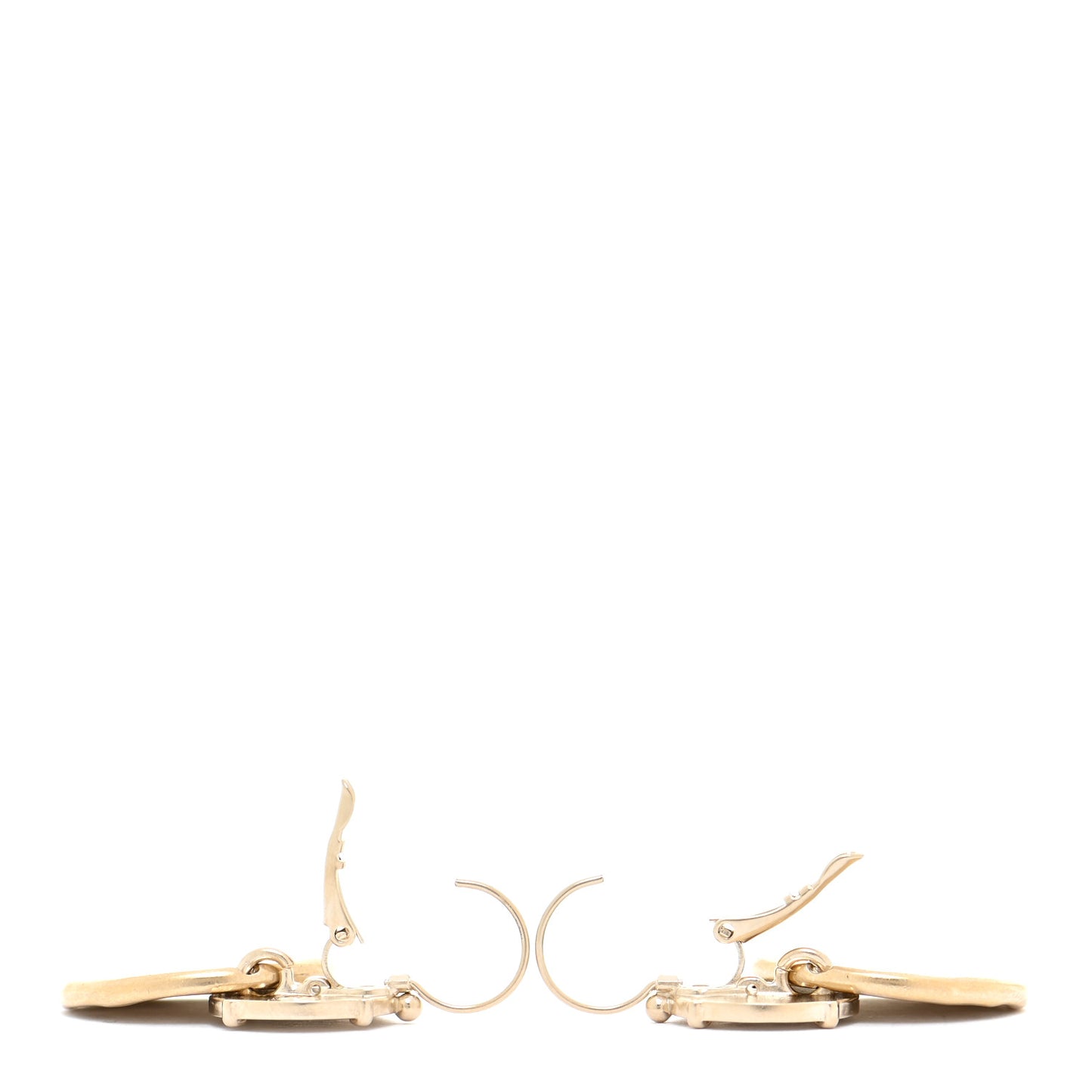 Metal Round CC Medallion Drop Earrings Gold