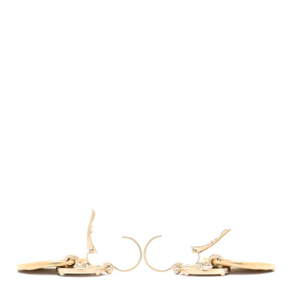 Chanel Metal Round CC Medallion Drop Earrings Gold 3 of 5