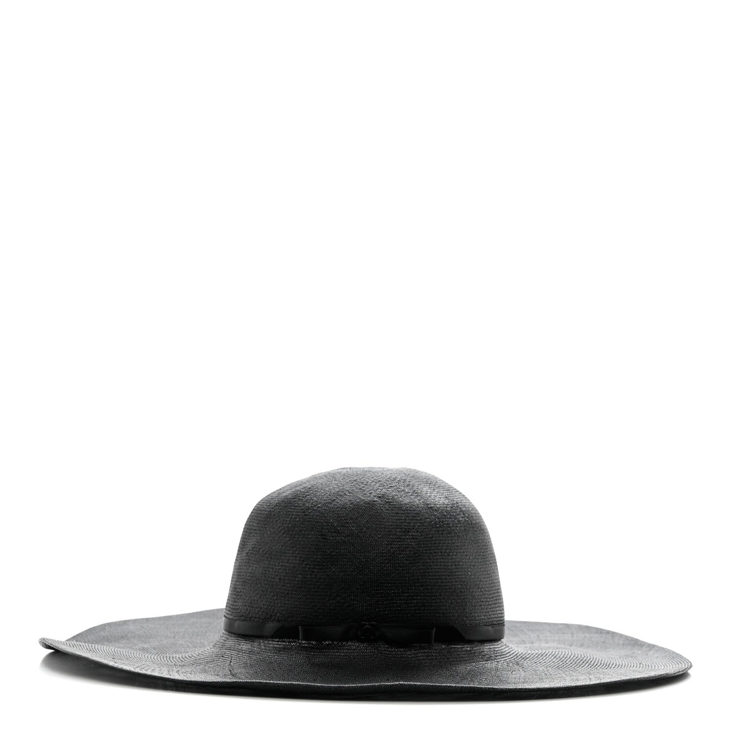 Chanel Woven CC Wide Brim Hat 57 Black 4 of 8
