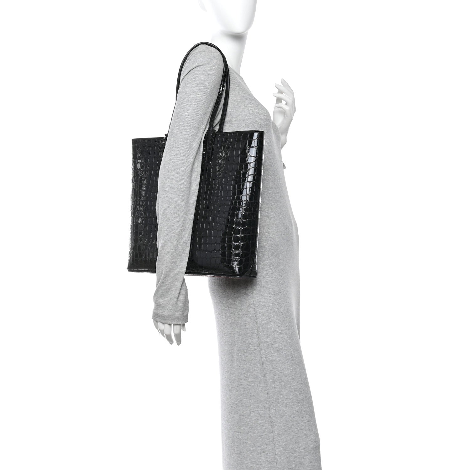 Christian Louboutin Patent Calfskin Crocodile Embossed Spikes