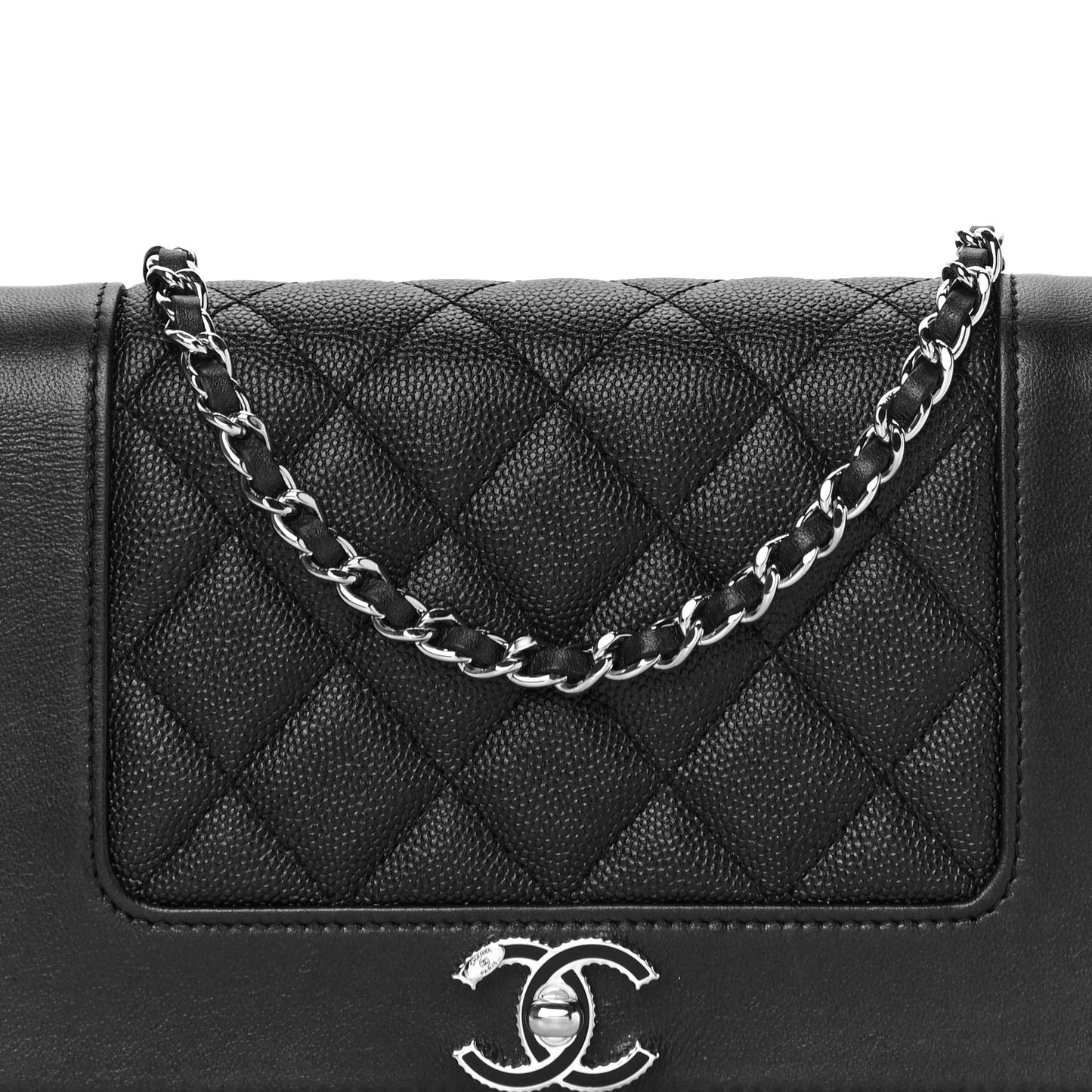 Caviar Quilted Vintage Mademoiselle Wallet On Chain WOC Black