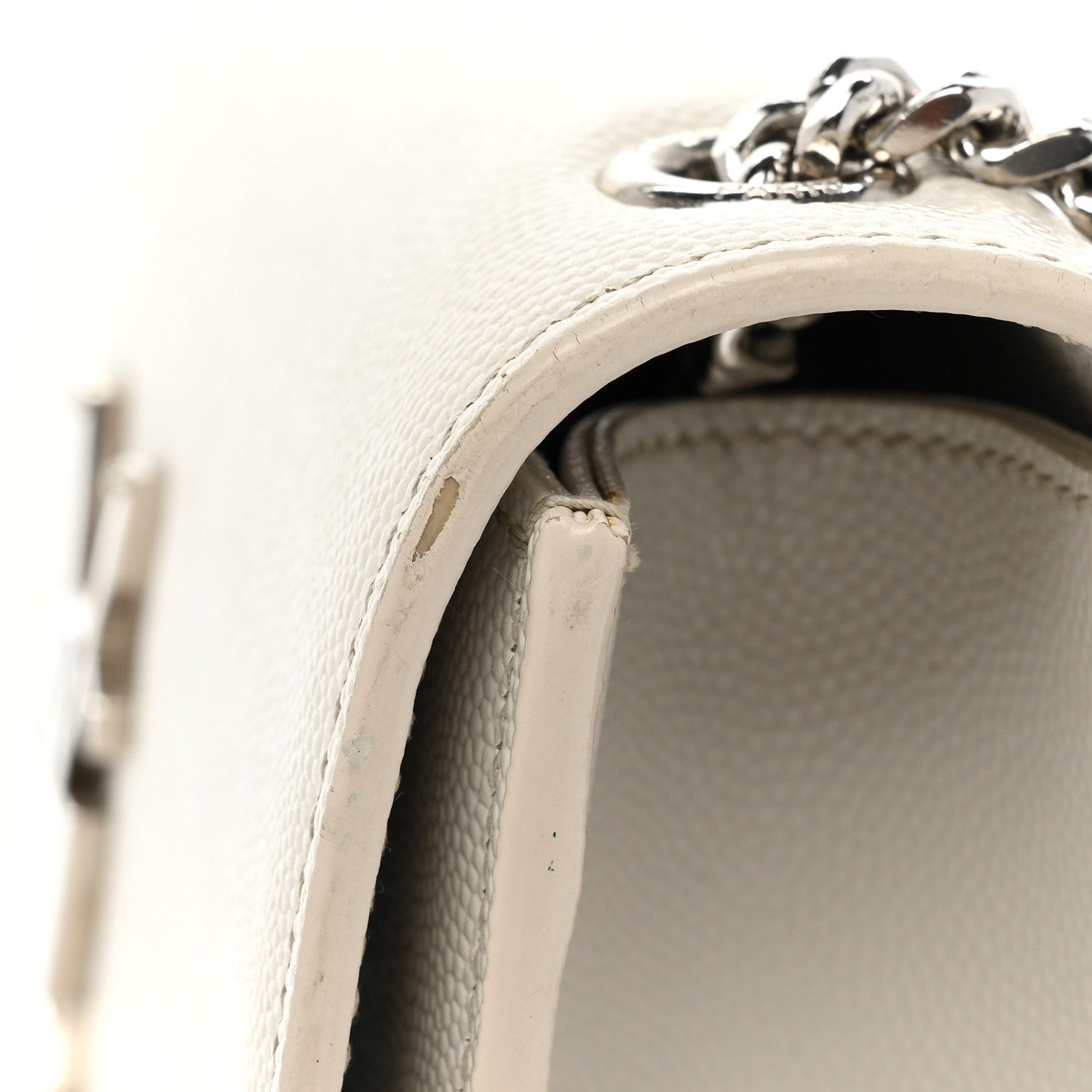 Saint Laurent Grain De Poudre Small Monogram Kate Satchel Icy White 20 of 27