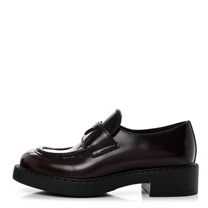 Prada Spazzolato Metal Triangle Logo 50mm Loafers 38 Cordovan 1 of 9