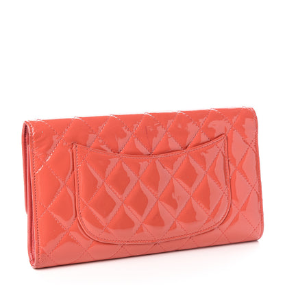 Chanel Patent Quilted Large Flap Wallet Coral 2 of 11