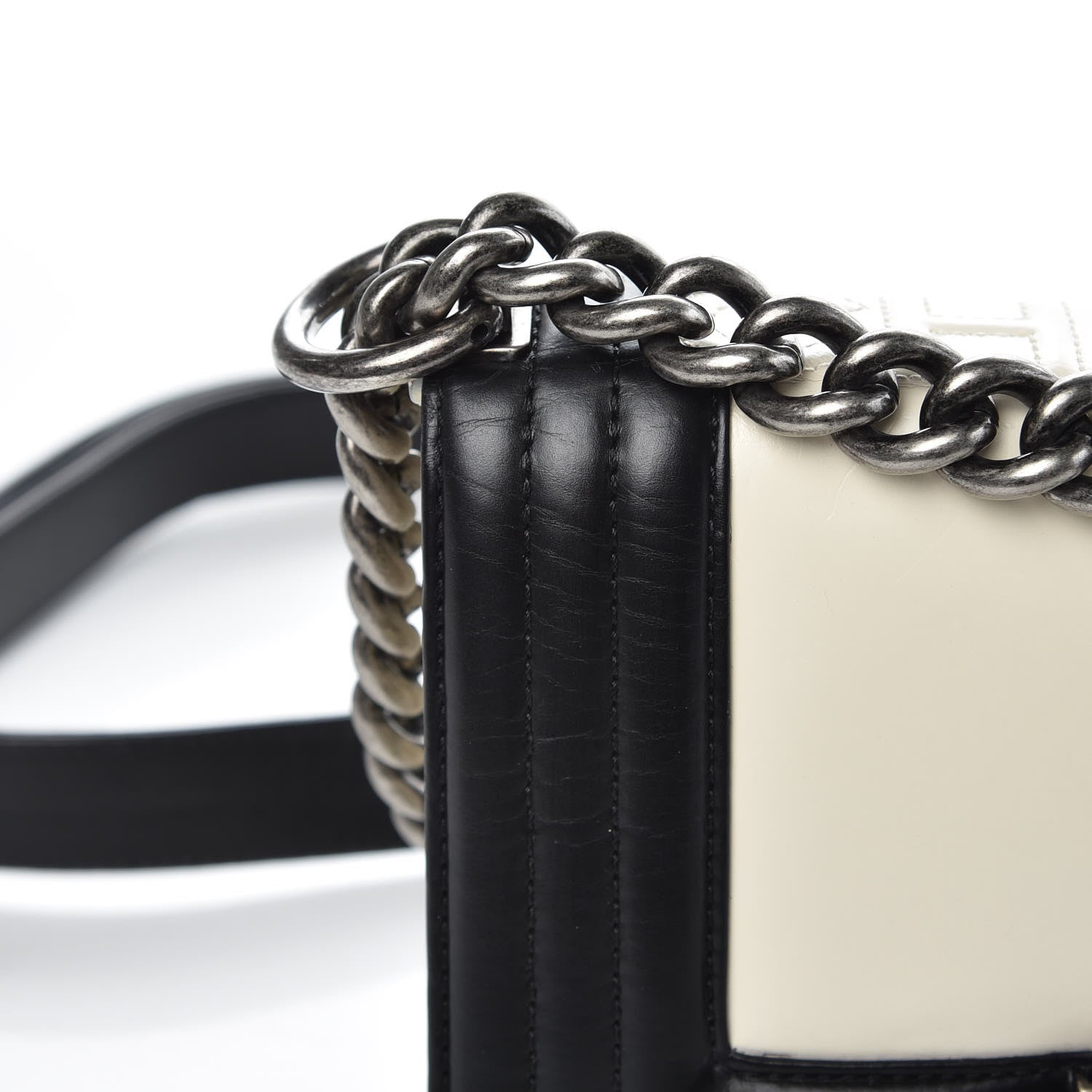 Chanel Glazed Calfskin Small Boy Flap White Black 12 of 12