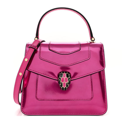 Bulgari Metallic Calfskin Serpenti Forever Top Handle Flash Amethyst 1 of 9