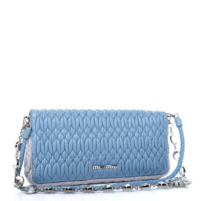 Miu Miu Nappa Matelasse Bi-Color Crystal Flap Clutch Astrale Grey 3 of 10