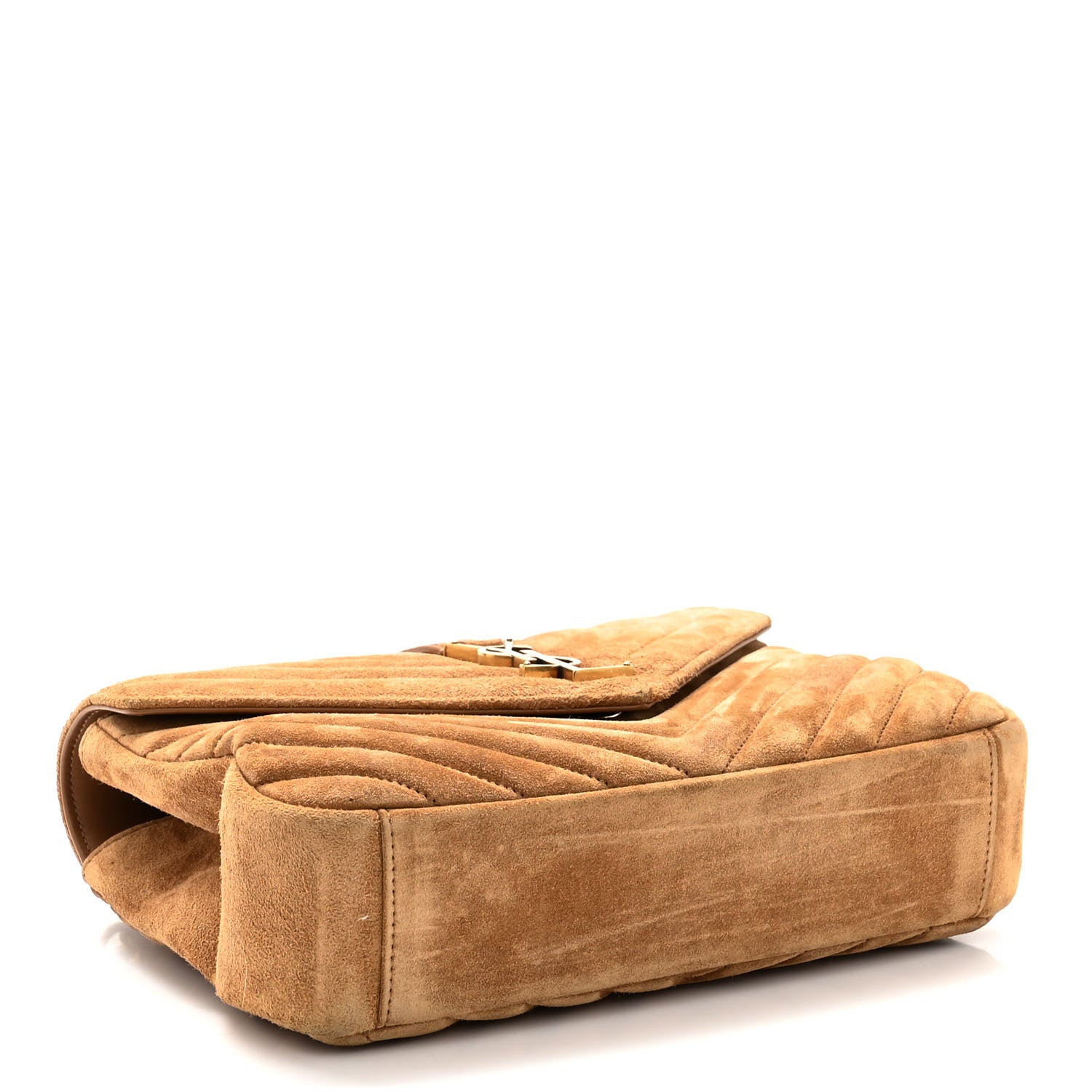 Saint Laurent Suede Matelasse Chevron Monogram Medium College Bag Cinnamon 4 of 10