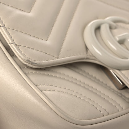 Gucci Calfskin Matelasse Monochrome Mini GG Marmont Crossbody Shoulder Bag White 13 of 16