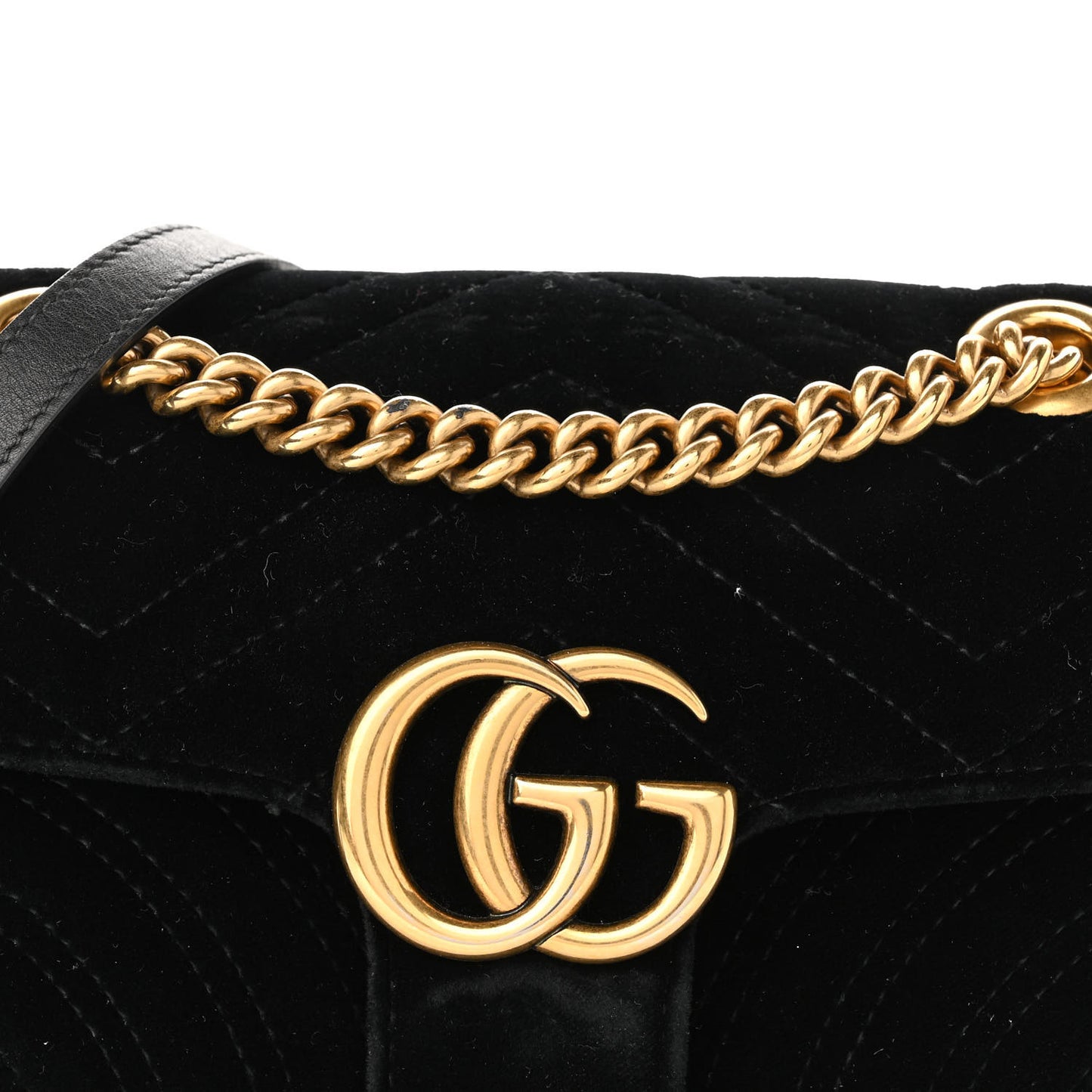 Velvet Matelasse Mini GG Marmont Shoulder Bag Black