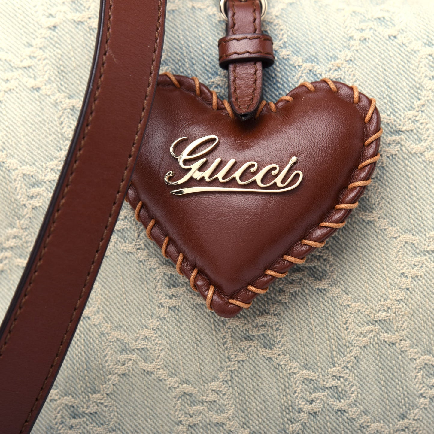 Denim Monogram Medium Valentine Top Handle Bag