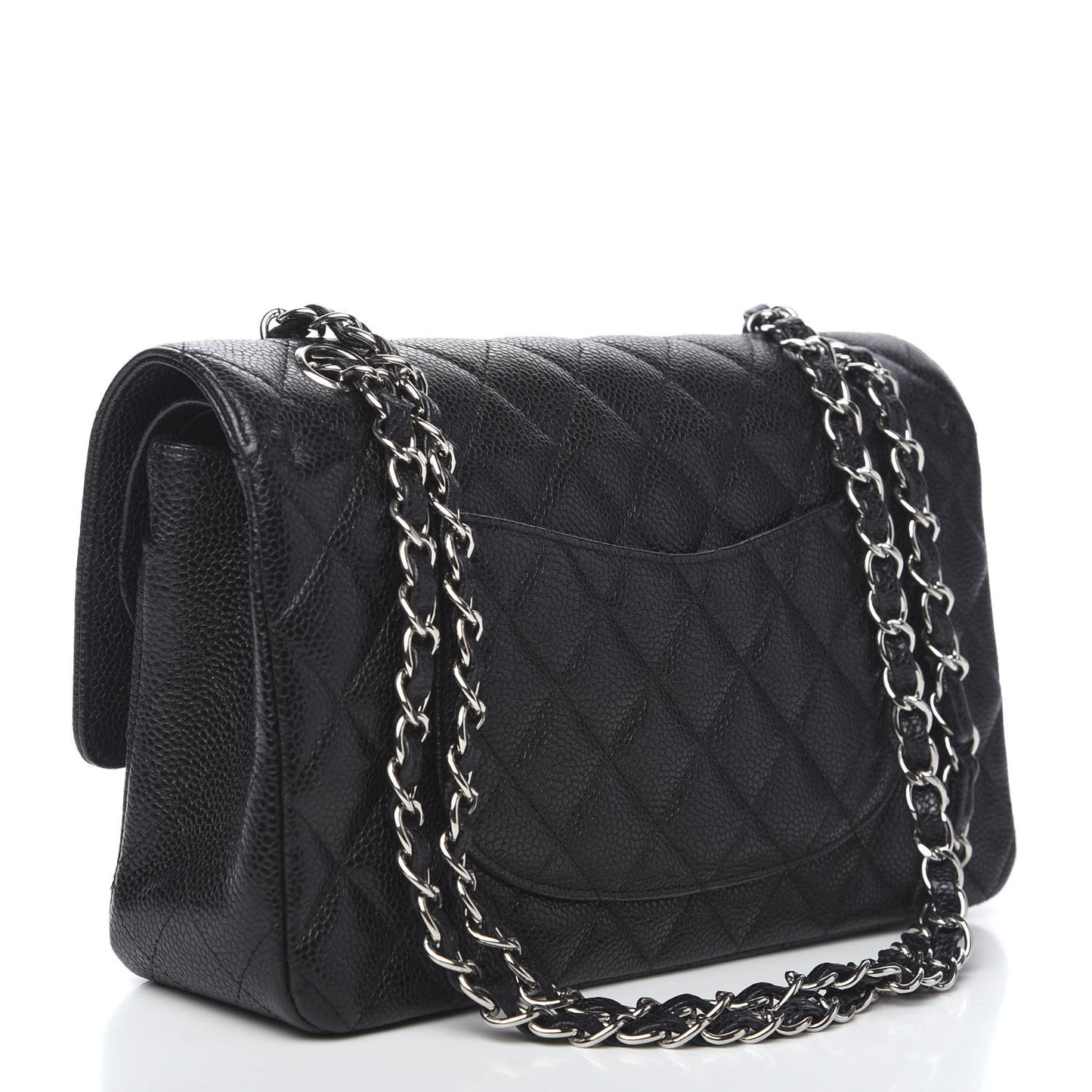 Caviar Quilted Medium Double Flap Black