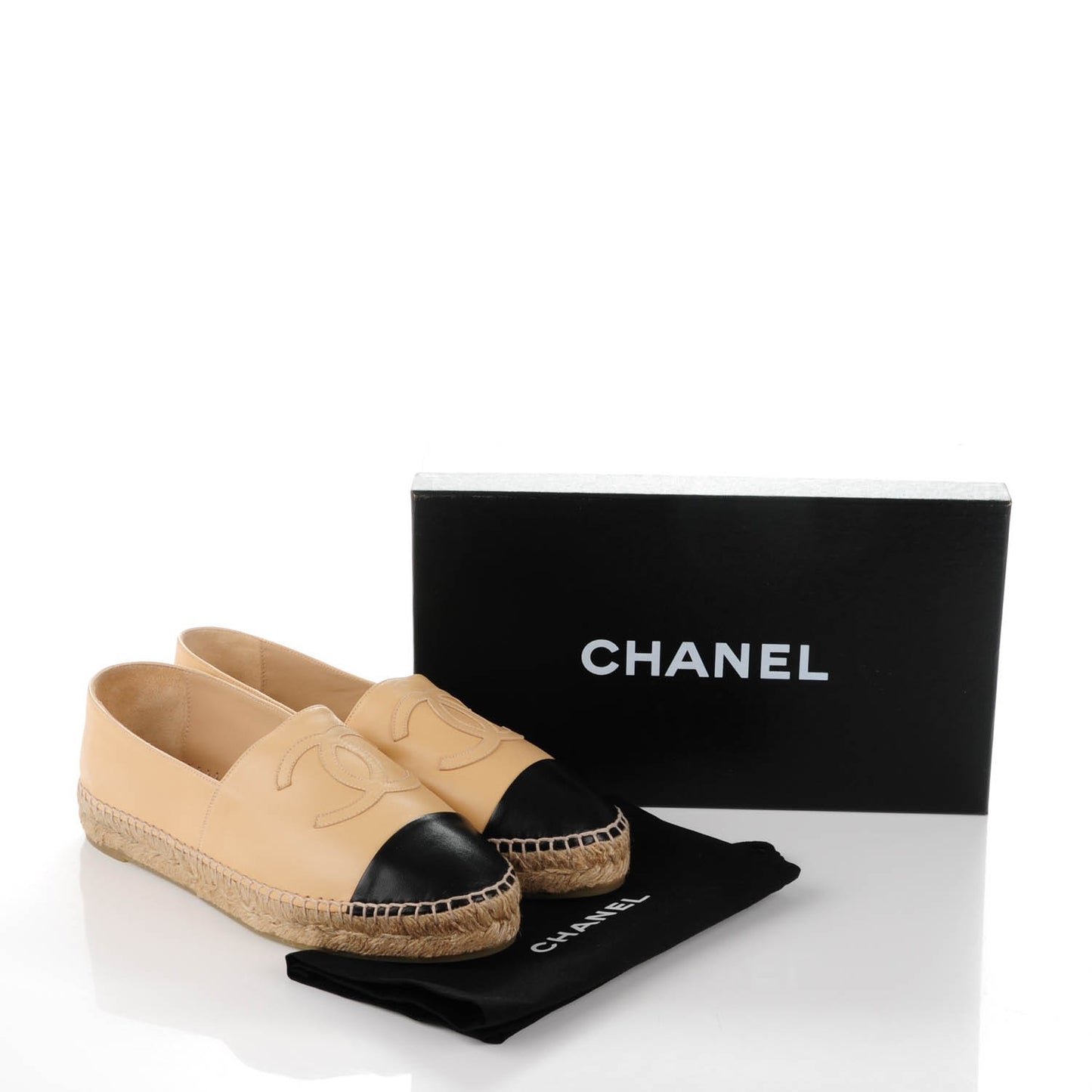 Lambskin CC Espadrilles 39 Beige Black