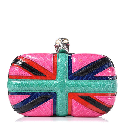 Alexander McQueen Snakeskin Britannia Skull Box Clutch Multicolor 1 of 9