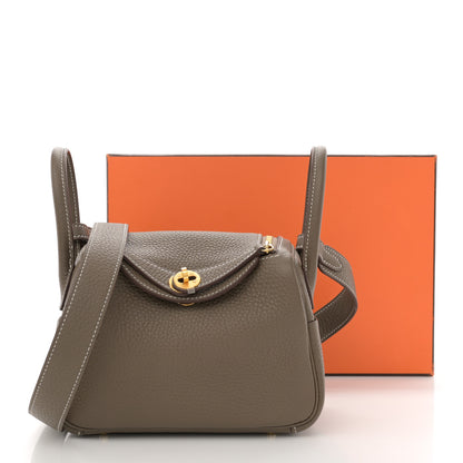 Hermes Taurillon Clemence Mini Lindy 20 Etoupe 11 of 11
