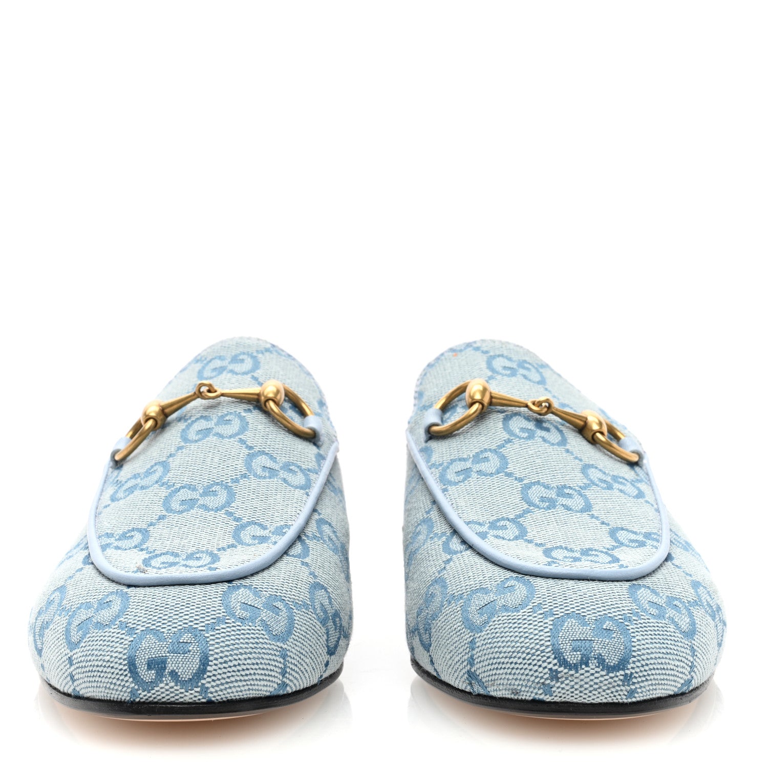 Gucci Canvas GG Monogram Nappa Womens Princetown Slippers 35.5 Porcelain Light Blue Dark Porcelain Light Blue 3 of 7