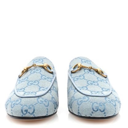 Gucci Canvas GG Monogram Nappa Womens Princetown Slippers 35.5 Porcelain Light Blue Dark Porcelain Light Blue 3 of 7