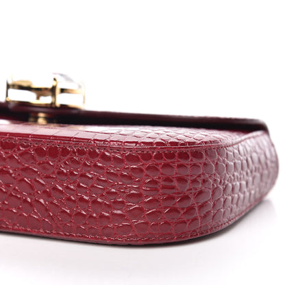 Miu Miu Calfskin Crocodile Embossed St. Cocco Crossbody Bag Rubino 8 of 8