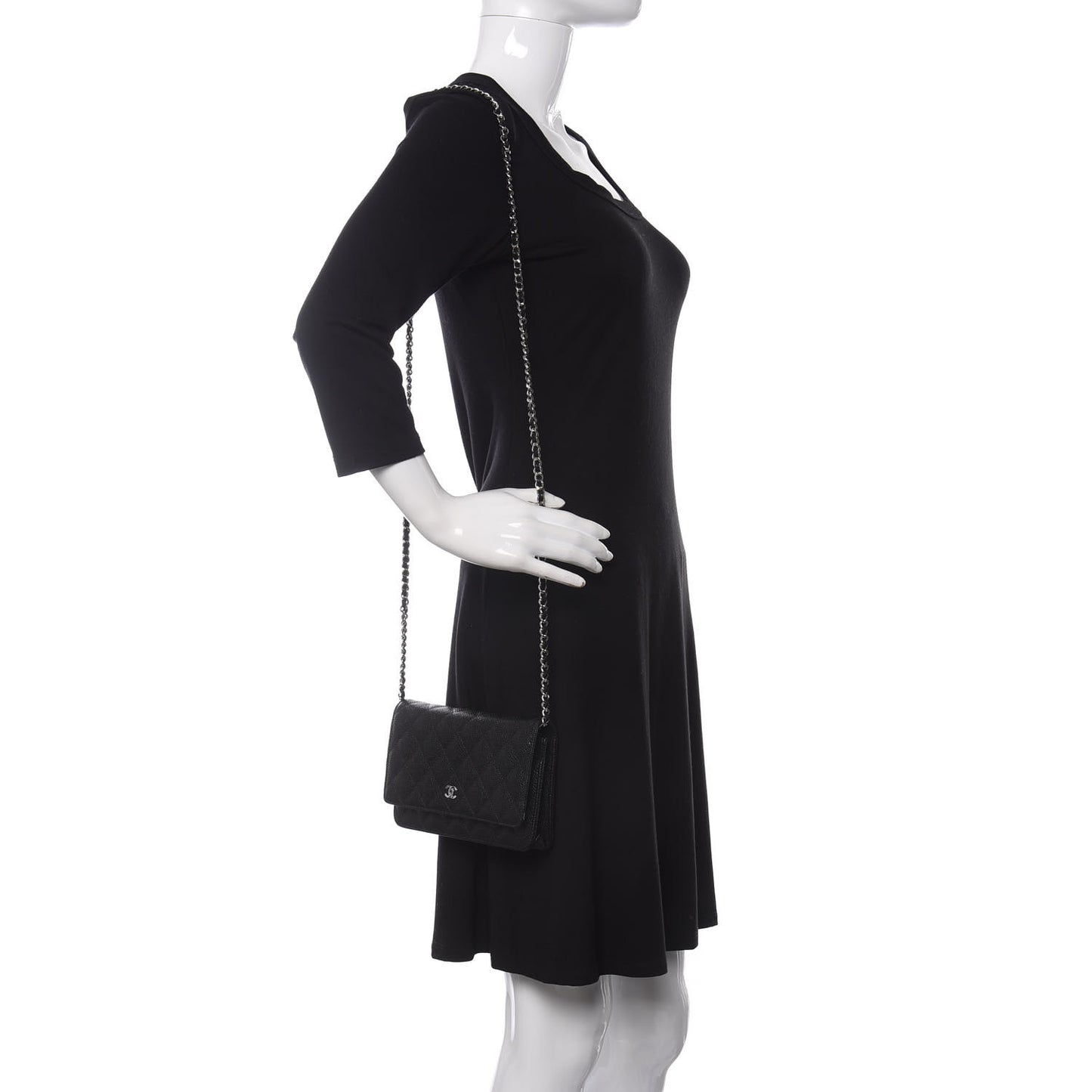 Caviar Quilted Wallet On Chain WOC Black