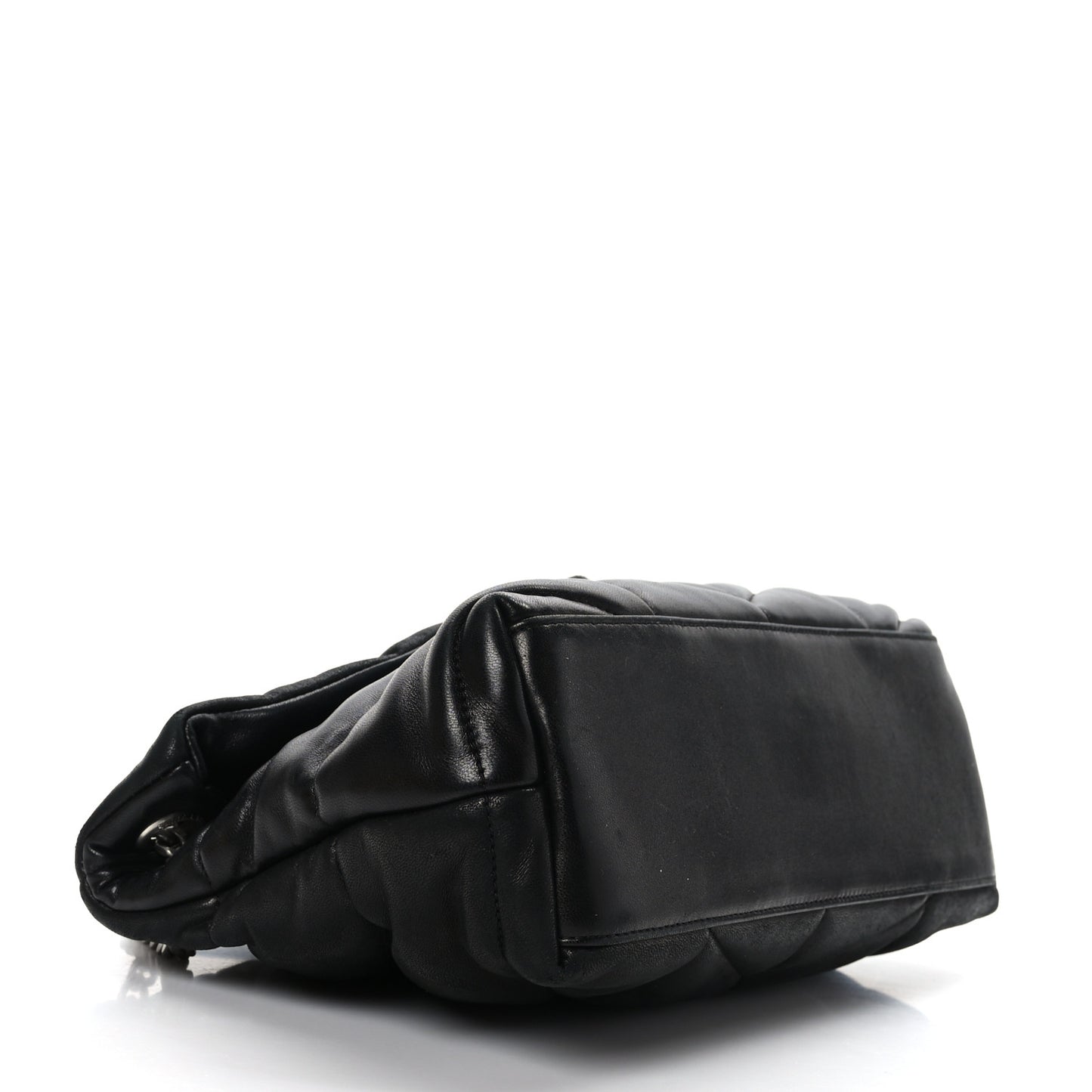Lambskin Quilted Small Loulou Puffer Monogram Chain Satchel Black