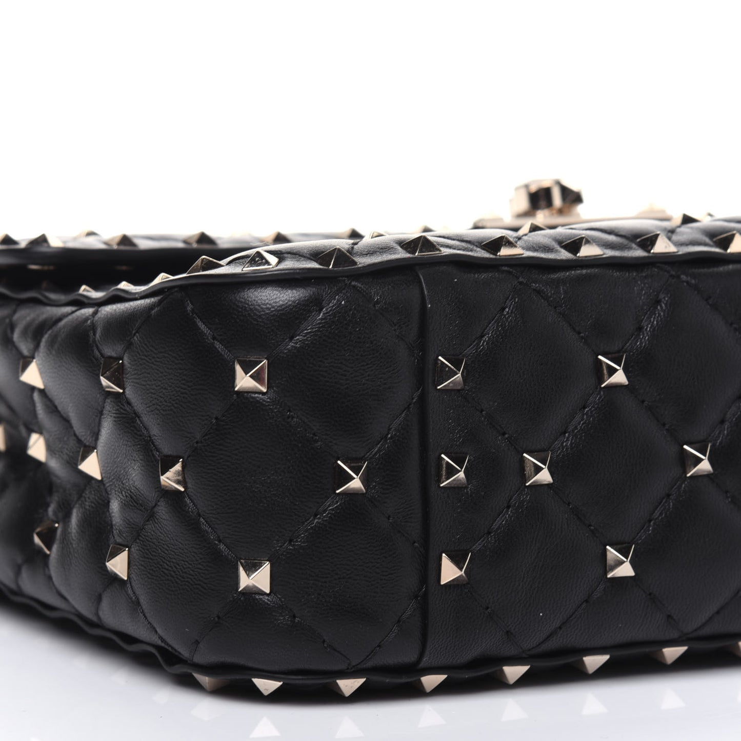 Lambskin Medium Rockstud Spike Shoulder Bag Black