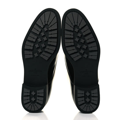 Louis Vuitton Calfskin Mens Derby LV Harness Shoes 7.5 Black 5 of 10