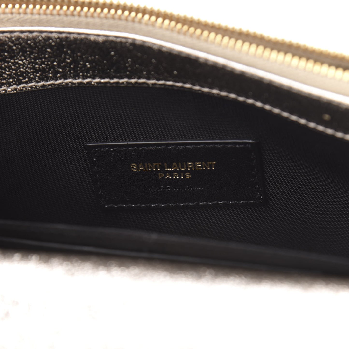 Metallic Grain De Poudre Matelasse Chevron Monogram Chain Wallet Gold