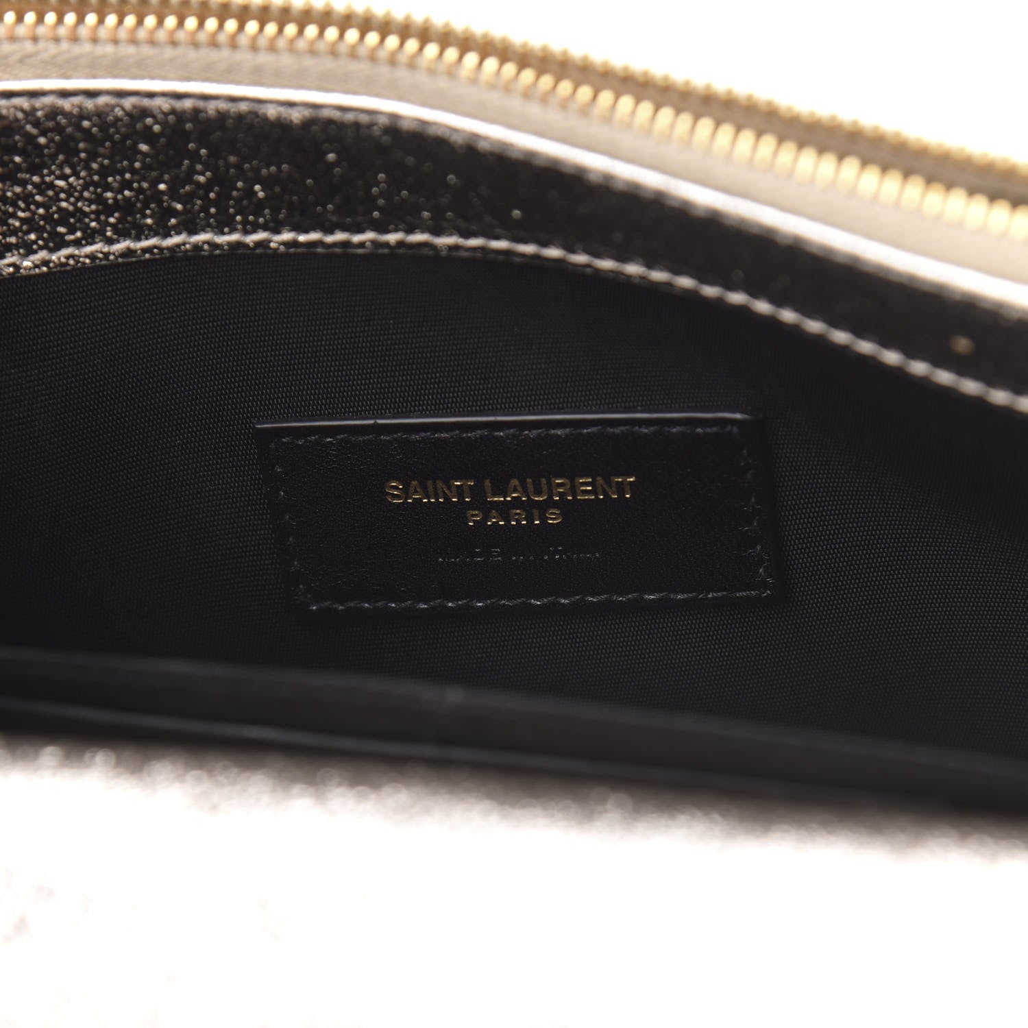 Saint Laurent Metallic Grain De Poudre Matelasse Chevron Monogram Chain Wallet Gold 6 of 9
