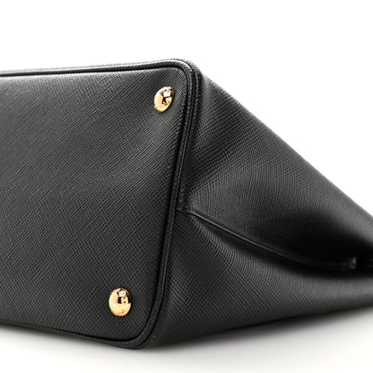Prada Saffiano Cuir Medium Double Bag Black Fuoco 10 of 11