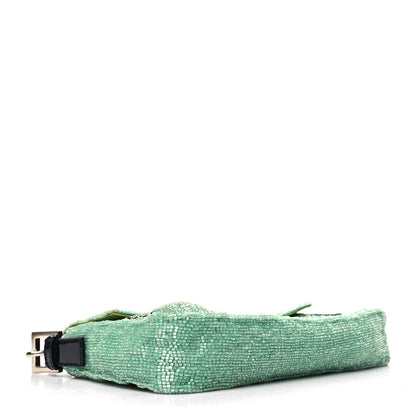 Fendi Beaded Crystal Baguette Green Black 4 of 12