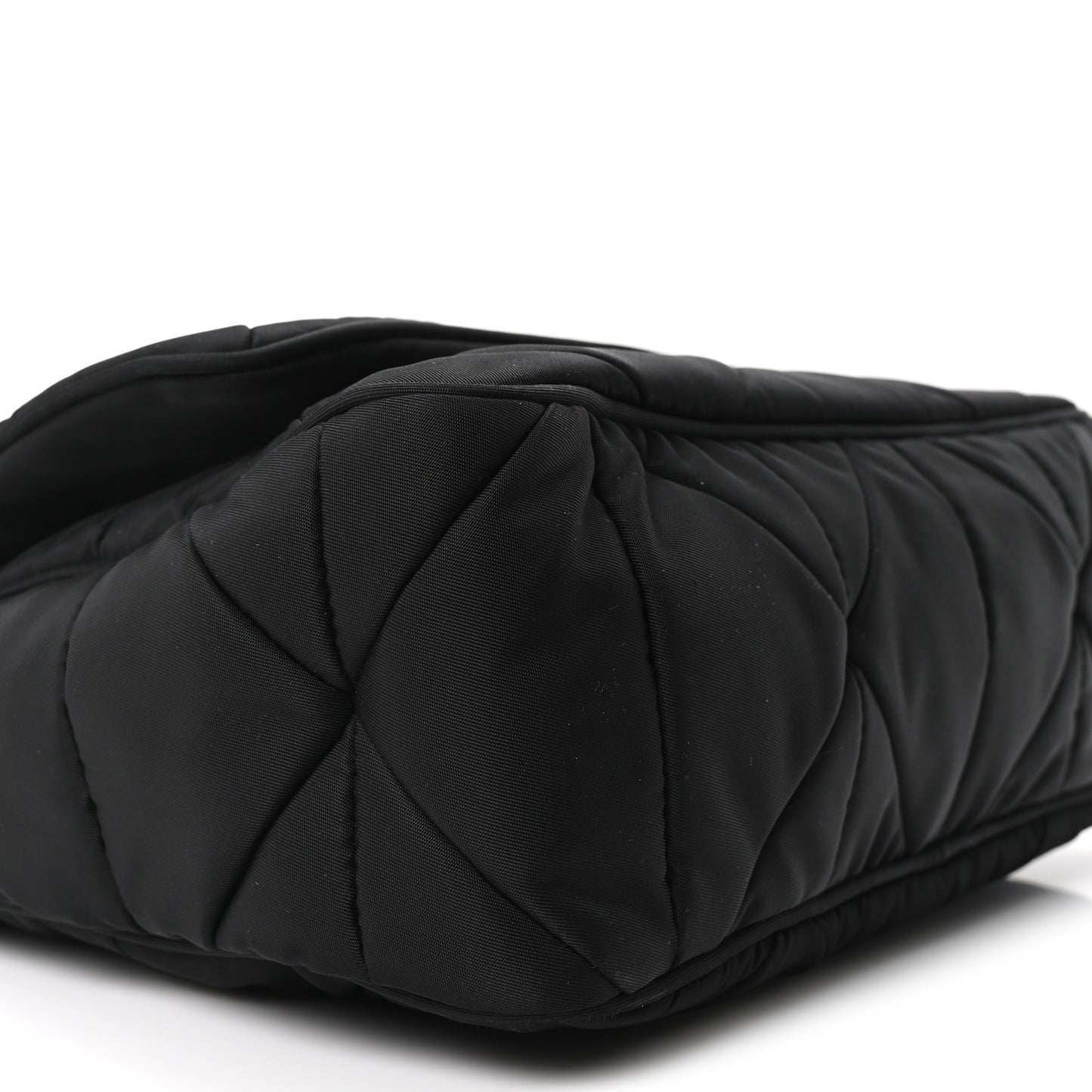 Re-Nylon Quilted Padded Flap Shoulder Bag Black