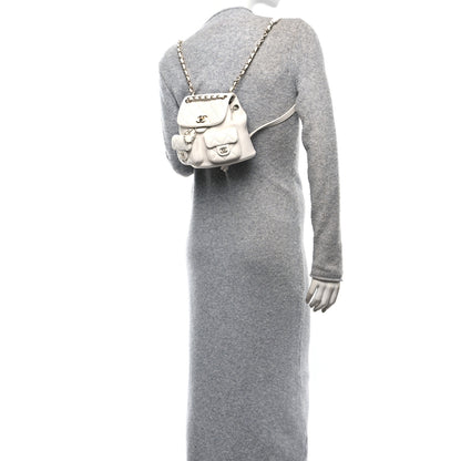 Chanel Shiny Caviar Quilted Small Duma Pockets Drawstring Backpack White 2 of 11