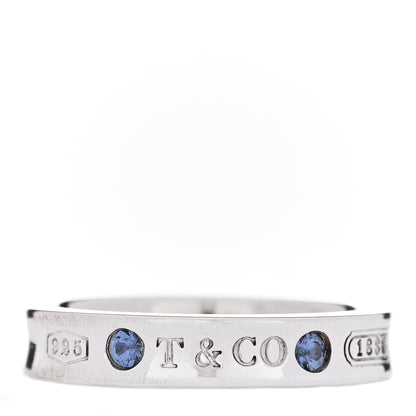 Tiffany Sterling Silver Blue Sapphire Narrow 1837 Band Ring 50 5.5 1 of 5
