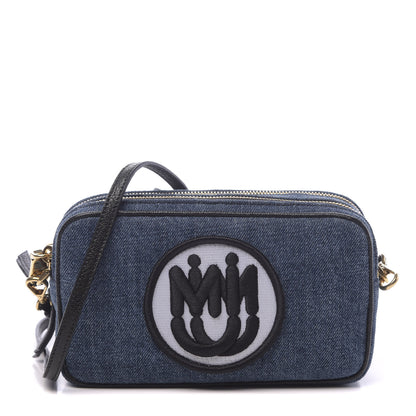 Miu Miu Denim Double Zip Crossbody Bag Blue Black 1 of 9