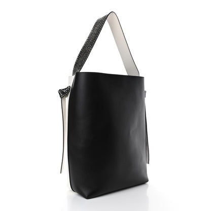 Celine Shiny Smooth Calfskin Twisted Cabas White Black 2 of 5