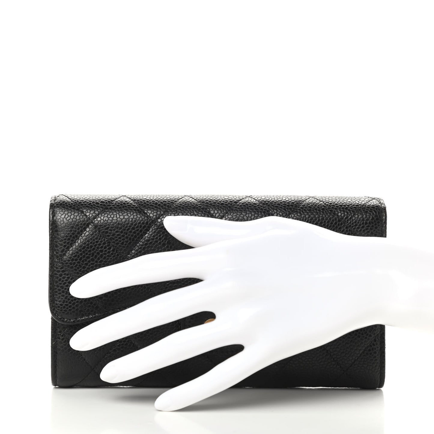 Caviar Quilted Large Flap Wallet Black