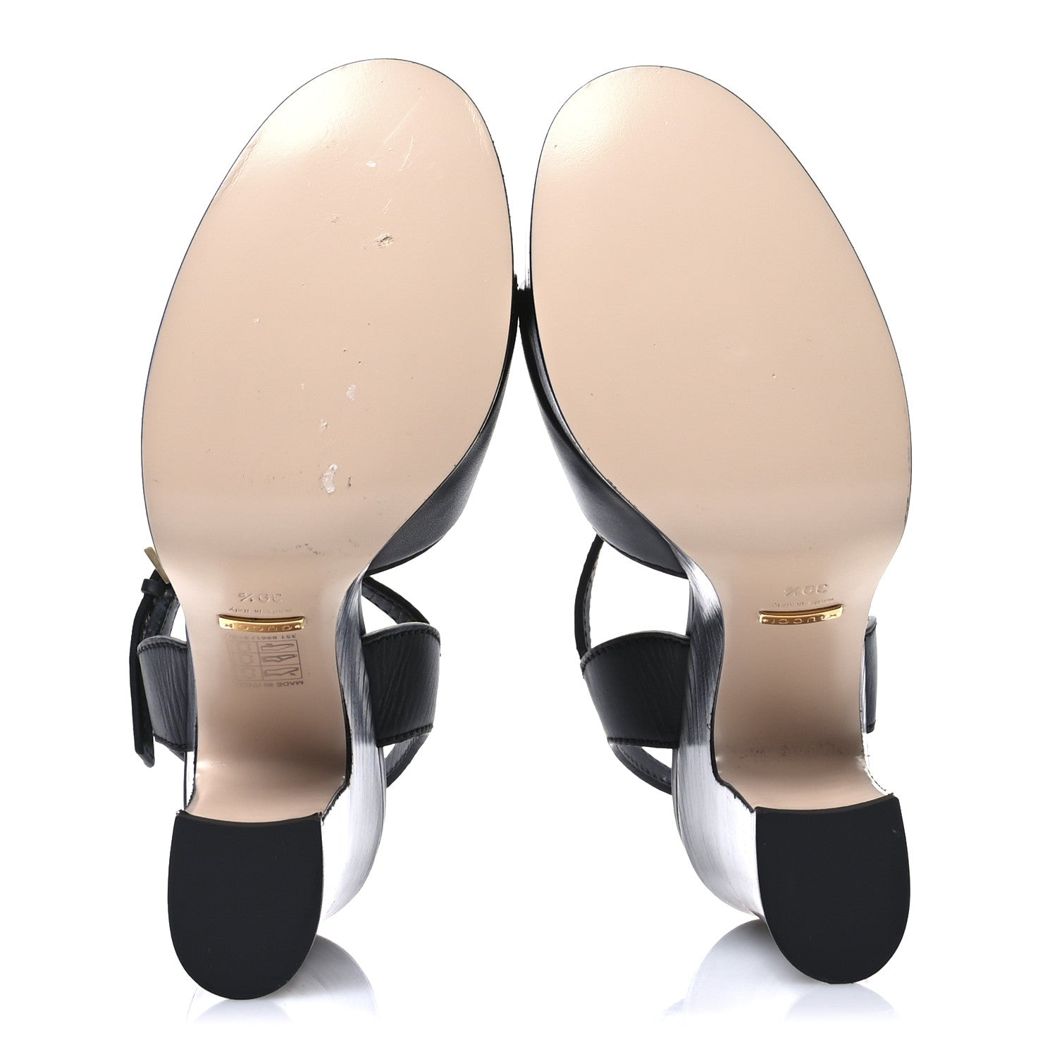 Gucci Cosmos Softy Calfskin Wooden Interlocking G Cut-Out 30/120mm Platform Sandals 39.5 Black 6 of 8