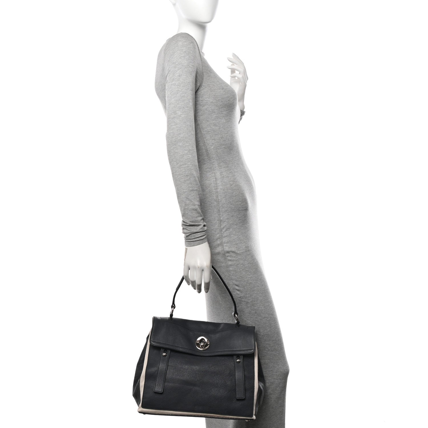 Saint Laurent Calfskin Canvas Large Muse Two Grey 2 of 12