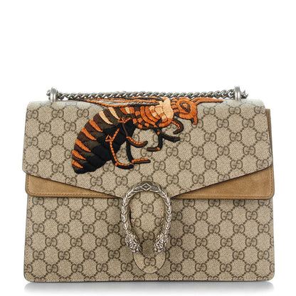 Gucci GG Supreme Monogram Bee Embroidered Medium Dionysus Shoulder Bag Taupe 1 of 8
