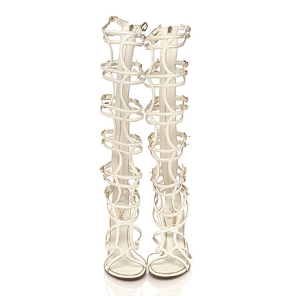 Chanel Lambskin Gladiator Wedge Strap Sandals 40 White 2 of 8