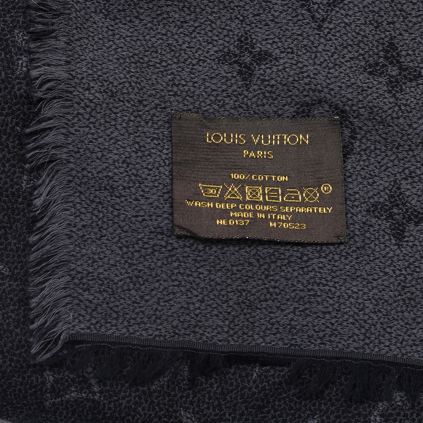 Cotton Monogram Shawl Gray