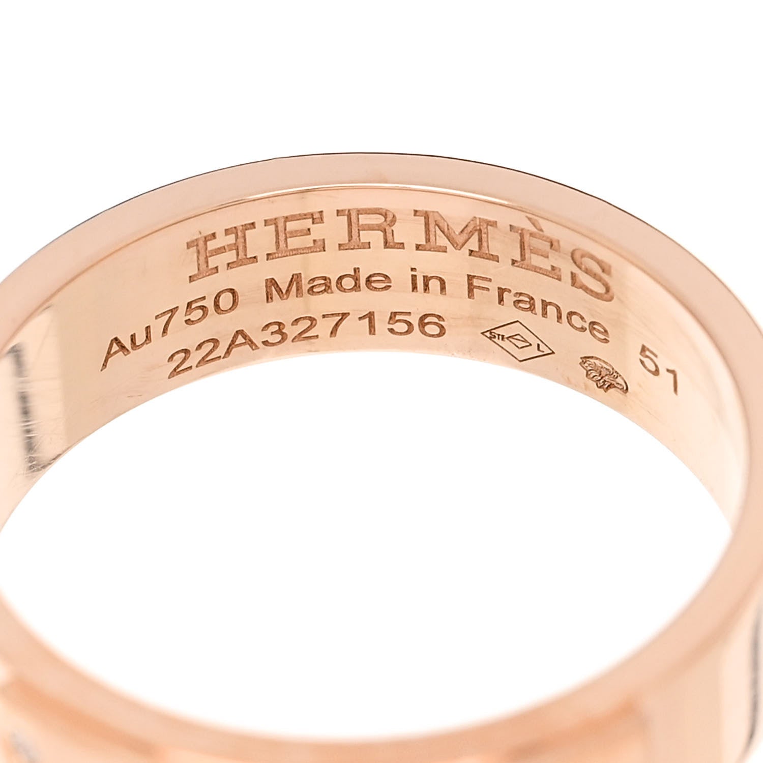 Hermes 18K Rose Gold Diamond PM Kelly Ring 51 5.75 4 of 5