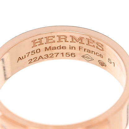 Hermes 18K Rose Gold Diamond PM Kelly Ring 51 5.75 4 of 5