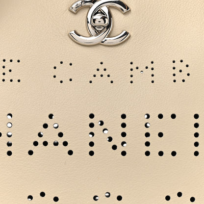 Chanel Calfskin Tweed Small Logo Eyelets Shopping Tote Beige 7 of 11