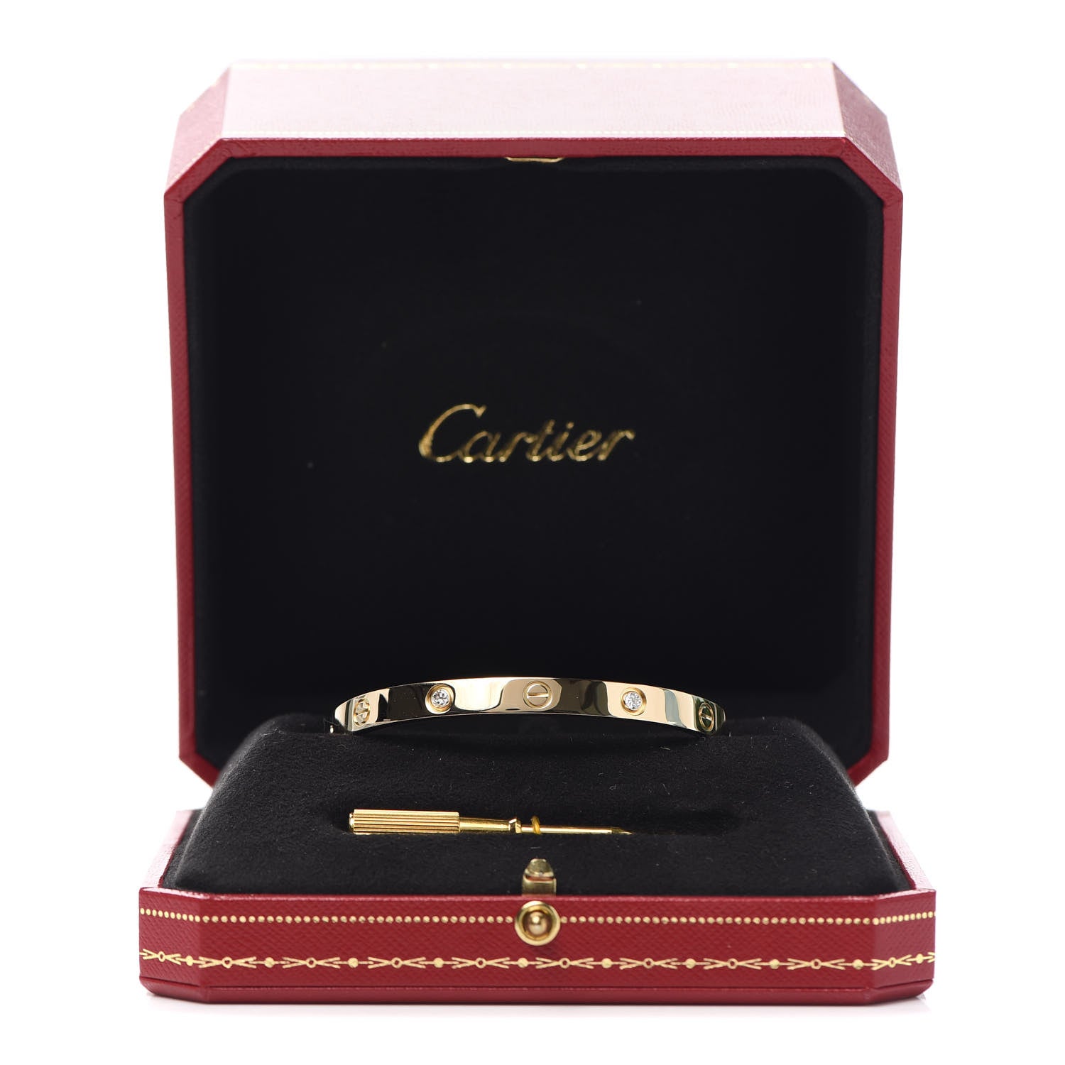 Cartier 18K Yellow Gold 4 Diamond LOVE Bracelet 18 7 of 7