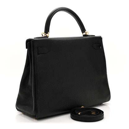 Hermes Taurillon Clemence Kelly Retourne 32 Black 3 of 11